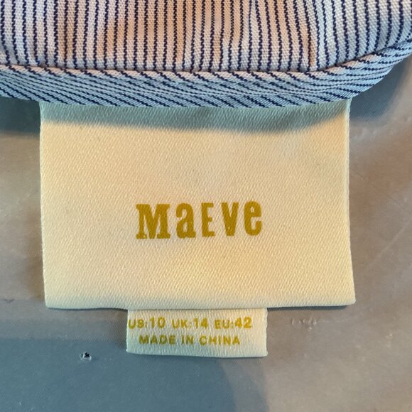 NWOT Maeve Blue & White Striped Off-Shoulder Top With Buttons Womens Size 10 - Picture 5 of 9